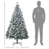 HOMCOM 6ft Tall Prelit Artificial Christmas Tree Holiday DÃ©cor with 607 Snow Flocked Branches, 350 Warm White or Colorful LED Lights, Steel Base
