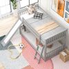 Twin over Twin Bunk Bed with Convertible Slide and Ladder, Gray (Old SKU: SM000213)