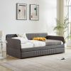 Daybed, sofa bed metal framed with trundle twin size, Grey, 78.4''w x 41''d x 29.8''h.