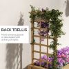 Outsunny Elevated Wood Planter with Trellis for Climbing Plants, Raised Garden Bed with Legs and Drainage Holes, Natural