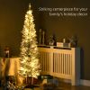 HOMCOM 6' Tall Pre-Lit Slim Noble Fir Artificial Christmas Tree with 170 Warm White LED Lights and 390 Tips, for Christmas Decoration, Green