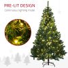 HOMCOM 6' Tall Prelit Christmas Tree Douglas Fir Artificial Christmas Tree with Realistic Branches, 250 Warm White LED Lights and 1000 Tips, Green
