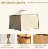 10' X 10' Steel Outdoor Patio Gazebo Large Design with Two-Tier Roof Polyester Privacy Curtains for Air