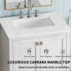 30" Bathroom Vanity with Sink Combo, Fully Assembled Bathroom Sink Cabinet with Marble Countertop, White 24V03-30WH