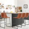 2 pcs 30" Bar Height Barstools, Modern Faux Leather, With Metal Legs, Footrest, For Dining Room Kitchen Island, Elegant Brown