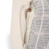 Noreen 18 inch Wide Square Pouf in Light Blue and White Handwoven Cotton