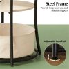 Round edge table, sofa table with storage rack, coffee table, natural wood