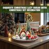 Christmas Town Village Sets Wood Lazy  Centerpiece Decor 12 PCS