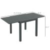 Outsunny Slate Extendable Dining Table: Adaptable Size for 4-6, Aluminum, Perfect for Outdoor Family Meals, Gray|