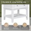 24" Bathroom Vanity With Sink, Bathroom Storage Cabinet with Drawer and Open Shelf, Solid Wood Frame, White