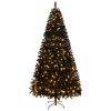 6 FT Pre-lit Artificial Christmas Tree, Hinged Xmas Pine Tree with 900 Branch Tips, 250 Lights and Remote Control for Holiday Party Office Home, Black