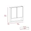 Jaspe Mirror Cabinet; Three Internal Shelves; One Open Shelf; Double Door Cabinet -Black