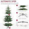 7.5 ft Artificial Christmas Tree, Pine Hinged Xmas Tree with 1218 Realistic Branches, Steel Base, Auto Open, Green
