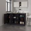 Wengue Kitchen Island with 2-Door and Open Storage