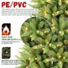 7 ft Pre-Lit Pencil Christmas Tree, Artificial Slim Xmas Tree with 1180 PE & PVC Mixed Branches, 400 LED Lights