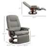 Adjustable Swivel Recliner Armchair, Faux Leather Manual Recliner with Footrest, Armrest and Wood Base for Living Room, Gray