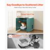 Cat Litter Box Enclosure, 31.5 in Hidden Litter Box Cabinet, Wooden Indoor Cat Washroom with Ventilated Holes, Double-Door Kitty Pet House Furniture