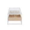 Contemporary Coffee Table in White Metal, Natural Wood, and Clear Glass
