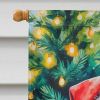 Black Newfoundland Christmas House Flag Large Porch Sleeve Pole Decorative Outside Yard Banner Artwork Wall Hanging, Polyester, House Size, Multicolor