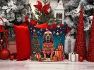 Bloodhound Christmas Throw Pillow Machine Washable, Indoor Outdoor Decorative Pillow for Couch, Bed or Patio, 14Hx14W
