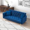 71-inch convertible love seat sofa, American retro blue velvet material, suitable for small living room, bedroom, office