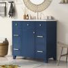 36" Bathroom Vanity Cabinet with Sink Top Combo Set; Navy Blue; Single Sink; Shaker Cabinet with Soft Closing Door and Drawer