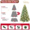 8ft Blue-Green Tint PE/PVC Hybrid Automatic Led Xmas Tree  Artificial Decor Large New Years Christmas Tree