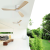 52 Inch Wooden Ceiling Fan With 3 Solid Wood Blades Remote Control Reversible DC Motor Witout Light