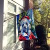 White Poodle Christmas House Flag Large Porch Sleeve Pole Decorative Outside Yard Banner Artwork Wall Hanging, Polyester, House Size, Multicolor