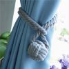 2 Pcs Decorative Tassel Buckle Cord Drapery Tie Backs Knitting Knot Cotton Rope Curtain Tiebacks, Grey