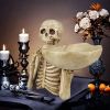 Skull Tray Ornament with Bowl ��� Unique Skeleton Design for Indoor & Outdoor Decor, Perfect for Halloween, Day of the Dead, or Gothic Themed Rooms, C