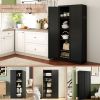 61" Black Metal Kitchen Pantry Cabinet Adjustable Storage with 4 Shelves (110lb Capacity), Heavy Duty Freestanding Pantry Organizer for Kitchen