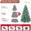 8ft Blue-Green Tint PE/PVC Hybrid Automatic Xmas Tree Decor Artificial Christmas Tree