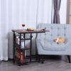 Mobile Nightstand: Adjustable 3-Tier C-Shaped Side Table with Casters