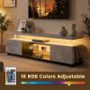 TV Stand for 70 Inch TV LED Gaming Entertainment Center Media Storage Console Table with Large Side Cabinet for Living Room Gray