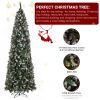 9ft Automatic Tree Structure Pointed Pencil Shape PVC Material Green Sticky White 460 Lights Warm Color 8 Modes 1298 Branches 91 Pine Cones 91 Berries