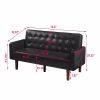Black Convertible Double Folding Living Room Sofa Bed, PU Leather, Tufted Buttons, Removable Wooden Feet