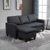 L-Shape Sofa, Modern Sectional Couch with Ottoman, Corner Sofa for Living Room, Dark Grey