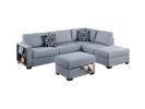 3-Piece Reversible Sectional w Ottoman Functional Storage Sofa w Shelf Reversible Chaise Storage Ottoman Living Room Furniture