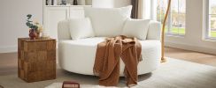 360Ã‚Â° Swivel Chair Accent Barrel Chair Swivel Round Sofa Chair with 3 Removable Pillows for Living Room, Bedroom, Office and Hotel,Beige