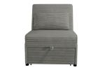 Convertible Wide-Welt Corduroy Sofa Sleeper Sofa Chair W/ Pull-Out Bed Smoke