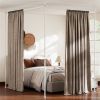 Drill-Free L-Shaped Room Divider Curtain Rod, Adjustable 28"-142"W x 4-10 ft H Heavy-Duty Partition Rod- White