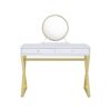Coleen White & Gold Finish Vanity Desk W/Mirror & Jewelry Tray