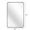 24x32 Inch Rectangular Wall Mount Bathroom Mirror, Black Metal Framed Vanity Mirror for Bathroom Decor