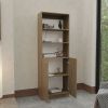 Home 2-Door Bookcase, Modern Storage Unit With Dual Doors And Multi-Tier Shelves Beige