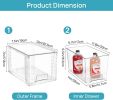 4Pack Large Stackable Kitchen Pantry Storage Drawers, Clear Organizer Bins with Handles, Acrylic Drawer Organizers for Kitchen Pantry