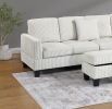 3pc Sectional Set RAF Chaise LAF Sofa Storage Ottoman Beige Color Corduroy Couch Pillows Modern Living Room