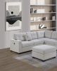 Casual Simple Tufted Couch Living Room Sectional 4pc Set Sincere Bone Color Fabric Upholstered RAF/LAF One-Arm Loveseat Wedge Ottoman