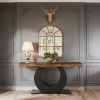 Console Table, Rustic Sofa Table Entryway Table with Circle Base