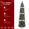 9ft Automatic Tree Structure Pointed Pencil Shape PVC Material Green Sticky White 460 Lights Warm Color 8 Modes 1298 Branches 91 Pine Cones 91 Berries